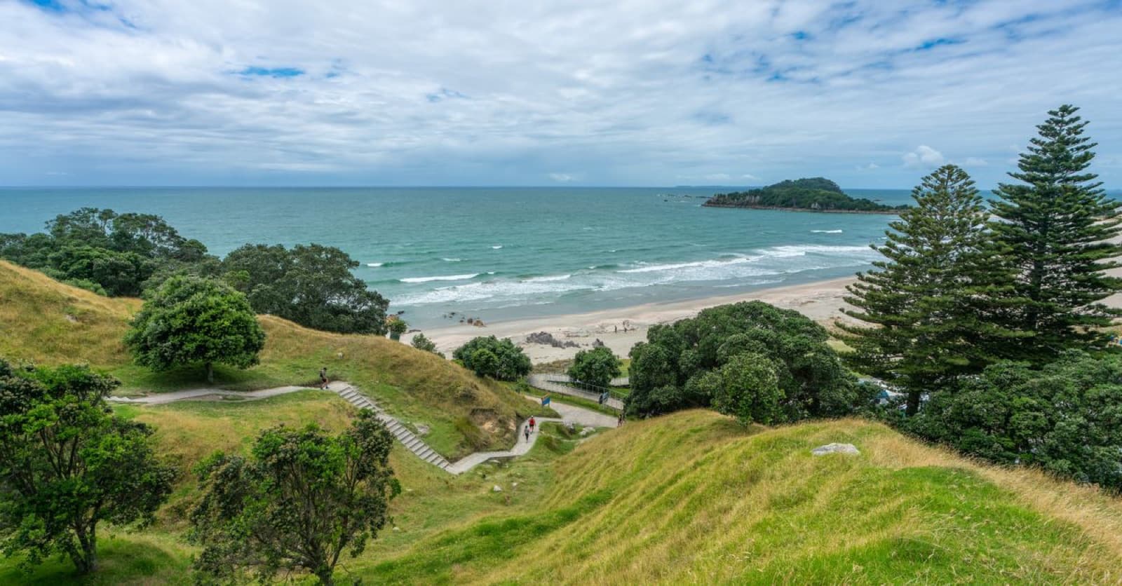 Mount Maunganui and its beach in the Bay of Plenty, New Zealand