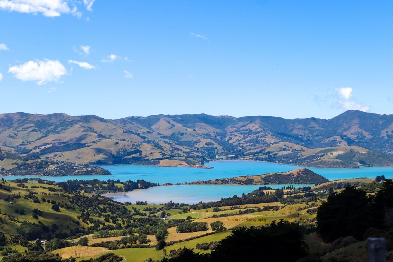 Steep green inlets of the Marlborough Sounds seen from above, the final hour of the Cook Strait ferry crossing